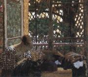 Edouard Vuillard woman sewing before a garden oil painting picture wholesale